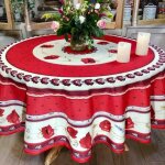 Nappe ronde castellane 1m80 polyester anti tache sans repassage motif coquelicot