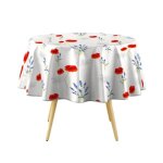 Douceur dint�rieur - nappe ronde arles - diam. 160 cm - gris et rouge