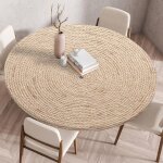 Nappe ronde �lastique - dema - imprim� 3d - diam�tre 110 cm - imitation rotin - polyester haute qualit� ...