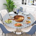 Nappe ronde �lastique - jozsi - 120 cm - imperm�able - facile � nettoyer - plastique - r�utilisable