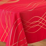 Nappe ronde - elona - rouge et or - anti tache - infroissable - 180 cm