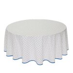Nappe ronde - exclusif - blanc bleu - coton enduit - 1m80 - lavable en machine