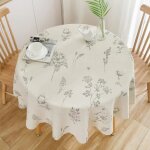 Nappe ronde - haopyou - 150 cm - beige - coton et lin - anti - poussière et anti - rides Nappe ronde - haopyou - 150 cm - beige - coton et lin - anti - poussière et anti - rides