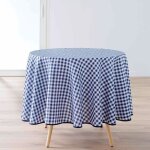 Nappe ronde infroissable vichy bleu antitache 180 cm Nappe ronde infroissable vichy bleu antitache 180 cm