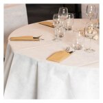 Nappe ronde jetable en soft aspect tissu blanc diam�tre 240 m