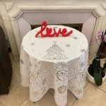 Nappe ronde - noel - blanche et argent - anti - t�che - infroissable - 1m60