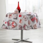 Nappe ronde polyester 160 cm motifs c?urs rf. 33899 antitache et infroissable