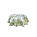 Cpm - nappe ronde en toile cirée tropicale palmier - diam. 135 cm - blanc Cpm - nappe ronde en toile cirée tropicale palmier - diam. 135 cm - blanc