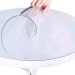 Nappe ronde transparente pvc transparent facile  nettoyer tapis de table en verre souple (rond 110 cm) ...