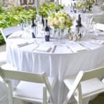 Nappe ronde unie blanche diamètre 2m80 tissu anti tache infroissable Nappe ronde unie blanche diamètre 2m80 tissu anti tache infroissable