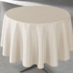 Nappe ronde - univers d�cor - 160 cm - beige - anti - t�che - finition biais