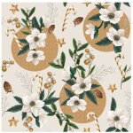 Nappe - roselle de noel - beige - toile cirée - largeur 140 cm - vendue au mètre Nappe - roselle de noel - beige - toile cirée - largeur 140 cm - vendue au mètre