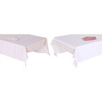 Nappe et serviettes de table - dkd home decor - 150 x 150 cm - rose - blanc - 2 unit�s