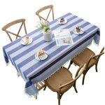Nappe - simple style coton - bleue bande - 140 x 140 cm - rayures - lavable