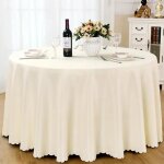 Nappe de table - beige - ronde 240 cm - antitache - synthtique - uni