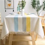 Nappe de table - coton et lin - rectangulaire - broderie  carreaux - 140x180 cm - lavable