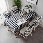 Nappe de table rectangulaire - zgeer - noir - antitaches - 140x220 cm - carreaux