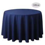 Nappe de table ronde 240cm bleu marine - pour salle � manger et pique - nique - motifs rayures