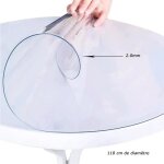 Nappe de table ronde transparente en pvc facile  nettoyer antidrapante et impermable (110 cm) transparent ...