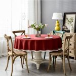 Nappe de table rouge 200 cm antitache ronde impermable dentelle couleur pure imitation coton et chanvre ...