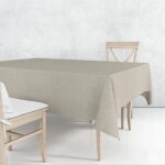 Nappe en tissu �corce taupe ovale 140 x 240 cm ? coton enduit imperm�able r�sistante & anti taches - ...