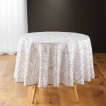 Nappe de table ronde à motif végétal solea - blanc / marron - d 180 cm Nappe de table ronde à motif végétal solea - blanc / marron - d 180 cm