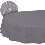 Nappe en toile cir�e - kal - nappe ovale 140x180cm toile cir�e lavable bord coup� aspect lin