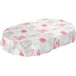 Nappe en toile cir�e lavable - febest - motif maison de campagne - gris vieilli - 180x140 cm - ovale ...