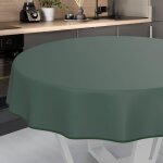 Nappe en toile cir�e lavable pour table de jardin ext�rieur et int�rieur ronde 140 cm avec ourlet vert ...