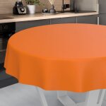 Nappe en toile cir�e lavable pour table de jardin ext�rieur et int�rieur ronde213cm bord coup� oranges ...