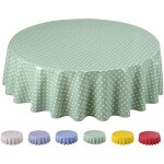 Nappe toile cirée pvc ronde 160 cm - petit pois vert sauge Nappe toile cirée pvc ronde 160 cm - petit pois vert sauge