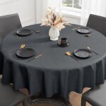 Nappe en toile cir�e ronde - kal - nappe ronde toile cir�e gris fonc� 100cm lavable imperm�able anti ...