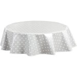 Nappe toile cir�e ronde - la rurale - 140 cm - gris pastel - motif pois - facile � nettoyer - plastique ...