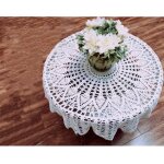 Napperon - artisanat - fait main - coton - 90 cm - rond - blanc