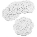 Napperons - blanc - lot de 4 - coton - faits à la main - 102 cm Napperons - blanc - lot de 4 - coton - faits à la main - 102 cm