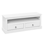 Natur - meuble tv 2 tiroirs bois massif vernis blanc
