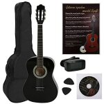 Guitare classique 4 / 4 navarra nv12pk noire ? diapason 650 mm sillet 52 mm housse rembourr�e + accordeur ...