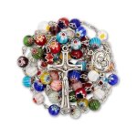 Nazareth store chapelet en verre murano fait main perles millefiori multicolores m�daille de terre sainte ...