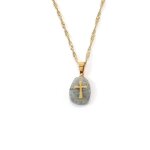 Nazareth store collier croix en labradorite grise naturelle pendentif chr�tien plaqu� or 18k pour hommes ...