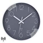 Nesifee horloge radio pilote 30 cm pendules murales silencieuse horloge murale design moderne gris & ...