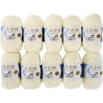 Netboat 500g coton lait 10 pelotes fil a tricoter laine pour bebe doux et beau (blanc laiteux) ebeff