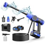 Nettoyeur haute pression portable 200bar avec 2 batteries de 30000mah buse � 6 modes pour terrasses lavage ...