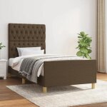 Neufcadre de lit - 1 personne - tissu - marron fonc� - 90x190 cm - lattes de contreplaqu� / pieds robustes ...