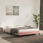 Neufcadre de lit - 2 personnes - velours - rose - 140x190 cm - lattes de contreplaqu� / pieds robustes ...