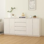New 2026 buffets lot de 3 armoires lat�rales avec portes blanc bois de pin massif 180x36x84 cm l1015