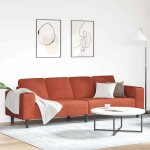 New 2026 canap� moderne - design ergonomique - pour salon - rouge orange 250x77x76 cm tissu en velours ...