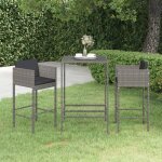 New 2026 ensemble bistrot / bar - lot de 3 - 2 chaises et 1 table - et coussins r�sine tress�e gris 70x70x110 ...