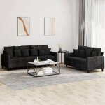 New 2026 ensemble de canap�s lot de 2 - sofa set - 4 - 6 personnes - avec coussins noir velours 138x77x80 ...