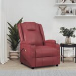 New 2026 fauteuil massant �lectrique - chaise relax - 1 place - rouge bordeaux similicuir 75x88x100 cm ...