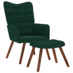 New 2026 fauteuil relax avec tabouret - 1 personne - poids maximal: 110 kg - en velours vert fonc� 61. ...